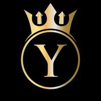 luxe brief y kroon logo. kroon logo voor schoonheid, mode, ster, elegant teken vector