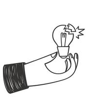 hand- getrokken tekening gebroken licht lamp illustratie vector