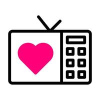 TV icoon duotoon zwart roze stijl Valentijn illustratie vector element en symbool perfect.