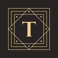 creatief brief t logo met elegant en elegant luxe concept. eerste luxueus logo sjabloon vector