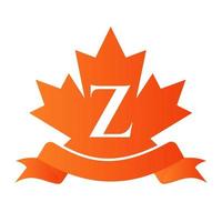 Canadees rood esdoorn- Aan brief z zegel en lintje. luxe heraldisch kam logo element wijnoogst laurier vector