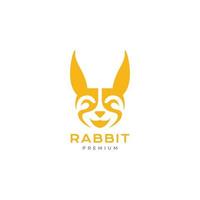 gezicht huisdieren lang oren konijn haas glimlach gelukkig vlak logo ontwerp vector icoon illustratie sjabloon