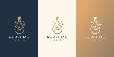 reeks van elegant fles parfum logo sjabloon. logo voor kunstmatig, schoonheid, salon, Product, huid zorg. vector