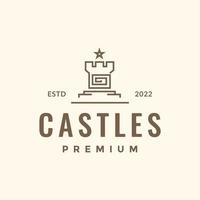 kasteel monument koninkrijk met ster hipster wijnoogst logo ontwerp vector icoon illustratie sjabloon