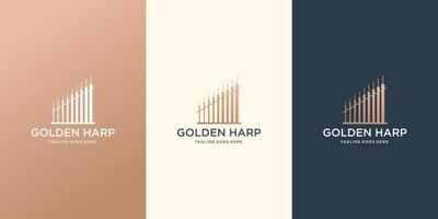 musical harp instrument logo. klassiek harp muzikaal logo vector illustratie ontwerp