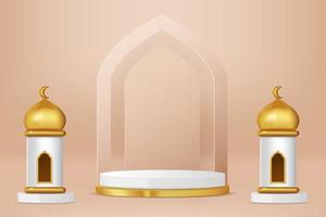 islamitische display podium decoratie achtergrond met islamitische sieraad. vector 3d illustratie