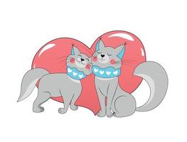 vector grafiek vector ontwerp van een beige grijs kat met een hart voor Valentijnsdag dag zo zoet tekening in tekenfilm stijl