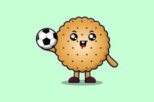 schattig tekenfilm koekjes karakter spelen Amerikaans voetbal vector