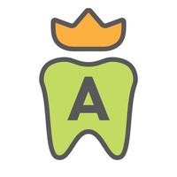 tandheelkundig logo ontwerp Aan brief een kroon symbool. tandheelkundig zorg logo teken, kliniek tand koning logo ontwerp met luxe vector sjabloon