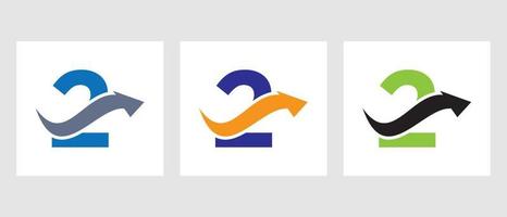 brief 2 financiën logo concept met groei pijl symbool vector