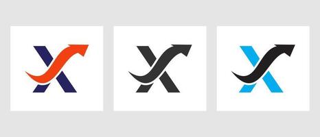 brief X financiën logo concept met groei pijl symbool vector