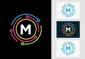 brief m technologie logo ontwerp. netwerk logo symbool vector