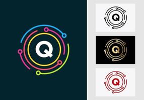 brief q technologie logo ontwerp. netwerk logo symbool vector