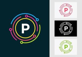 brief p technologie logo ontwerp. netwerk logo symbool vector