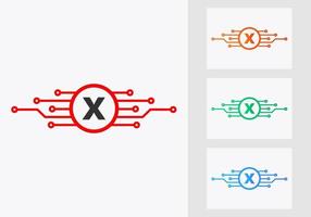 brief X technologie logo ontwerp sjabloon. netwerk logo ontwerp vector