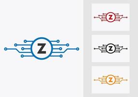 brief z technologie logo ontwerp sjabloon. netwerk logo ontwerp vector