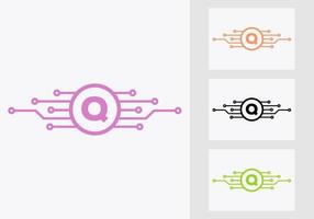 brief q technologie logo ontwerp sjabloon. netwerk logo ontwerp vector