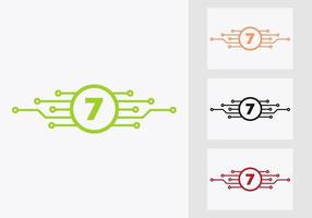 brief 7 technologie logo ontwerp sjabloon. netwerk logo ontwerp vector