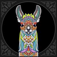 kleurrijk lama hoofd mandala kunsten geïsoleerd Aan zwart achtergrond vector