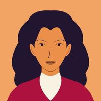portret van een mooi Latijns Amerikaans vrouw. avatar voor sociaal media. vlak vector illustratie