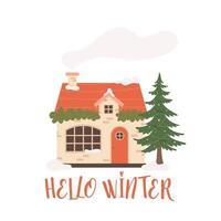 Hallo winter huisje. vector illustratie