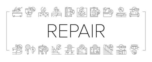 huis reparatie bezetting collectie iconen set vector