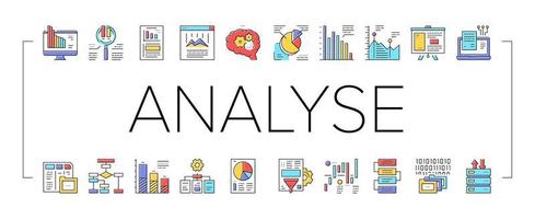 analyseer infographic collectie iconen set vector