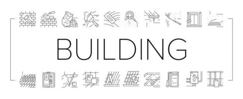 bouw kraan huis werk pictogrammen reeks vector
