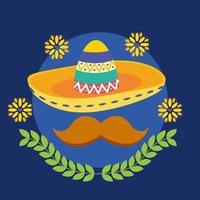 Mexicaanse hoed en snor vector ontwerp