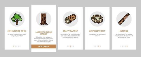 hout hout boom houten materiaal onboarding pictogrammen reeks vector