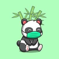 schattig panda zittend en vervelend masker tekenfilm vector icoon illustratie. dier gezond icoon concept geïsoleerd premie vector. vlak tekenfilm stijl