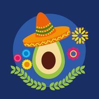 Mexicaanse avocado met hoed vectorontwerp vector