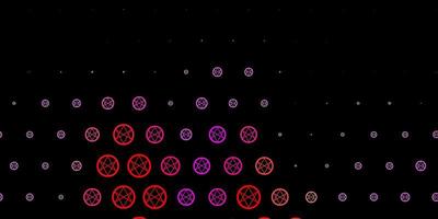 donkerroze, gele vectorachtergrond met occulte symbolen. vector