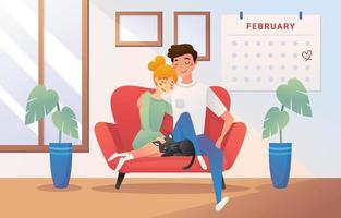 blijf thuis valentines date vector