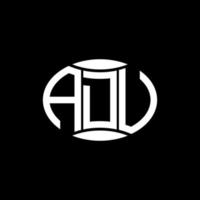 adu abstract monogram cirkel logo ontwerp Aan zwart achtergrond. adu uniek creatief initialen brief logo. vector