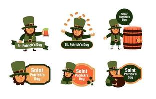 saint patrick's day leprechaun label-collectie vector