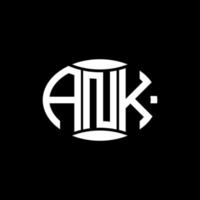 ank abstract monogram cirkel logo ontwerp Aan zwart achtergrond. ank uniek creatief initialen brief logo. vector