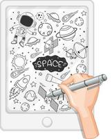 hand tekenen ruimte-element in doodle of schetsstijl op tablet vector