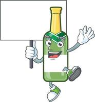 Champagne groen fles tekenfilm vector
