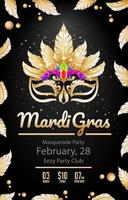 luxe mardi gras poster op zwarte achtergrond vector