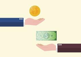 uitwisseling tussen Weegschaal valuta en contant geld geld vector