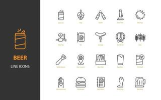 set van bier dunne lijn iconen, brouwerij, dranken, alcohol vector
