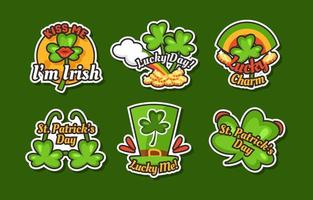 st. patrick's day klaver sticker set vector