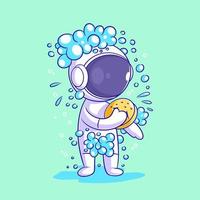 astronauten zijn nemen een douche naar krijgen schoon vector