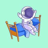 astronaut is ontwaken omhoog van zijn bed vector