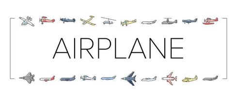 vliegtuig vliegtuig vlak reizen pictogrammen reeks vector