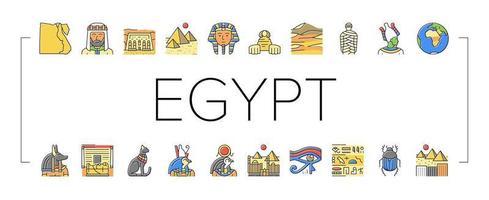 Egypte land monument excursie pictogrammen instellen vector