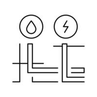 gebouw drainage en elektriciteit lijn pictogram vectorillustratie vector