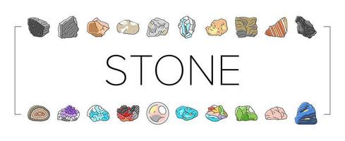 steen rots structuur natuur pictogrammen reeks vector