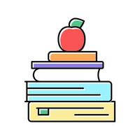 educatieve boeken en appel kleur pictogram vectorillustratie vector